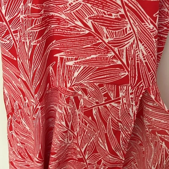 Vici Red White Palm Print Maxi Dress Sleeveless EUC Women's Small S Leg Slit - Picture 7 of 15
